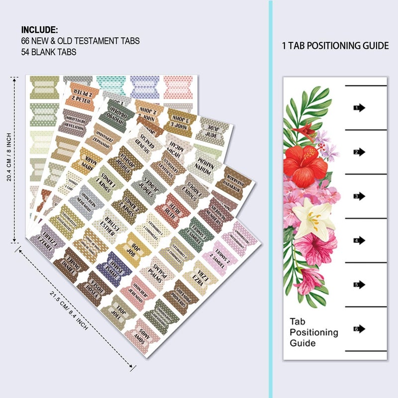 Cualfec Bible Index Tabs New & Old Testament Tabs Matte Laminated Floral Design, Bible Journaling Supplies - 122 Pcs (Vintage) - Image 2